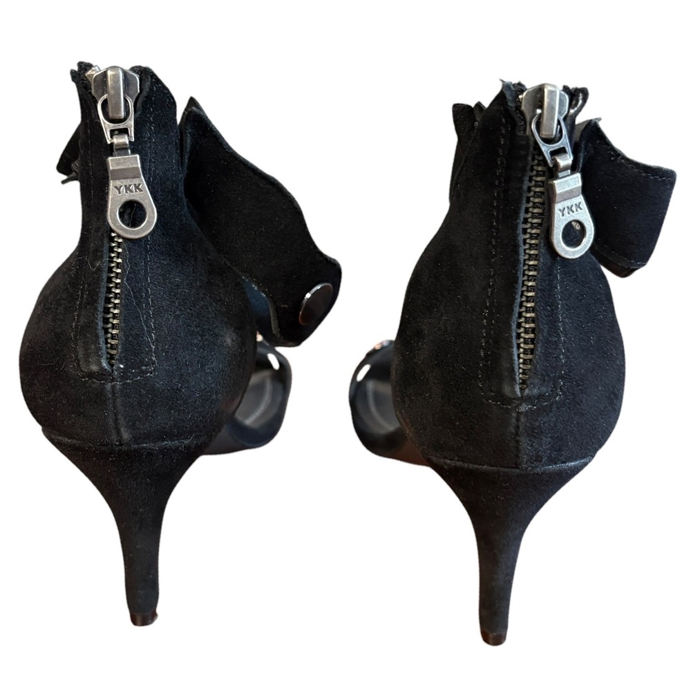 Bugatti Silvana Black Suede Studded T-Strap Kitten Heels Size 40 - Picture 4 of 13